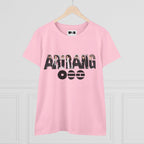 BTS ARIRANG graphic T-shirt featuring the BTS logo, member names, and colorful design, made by Printify.