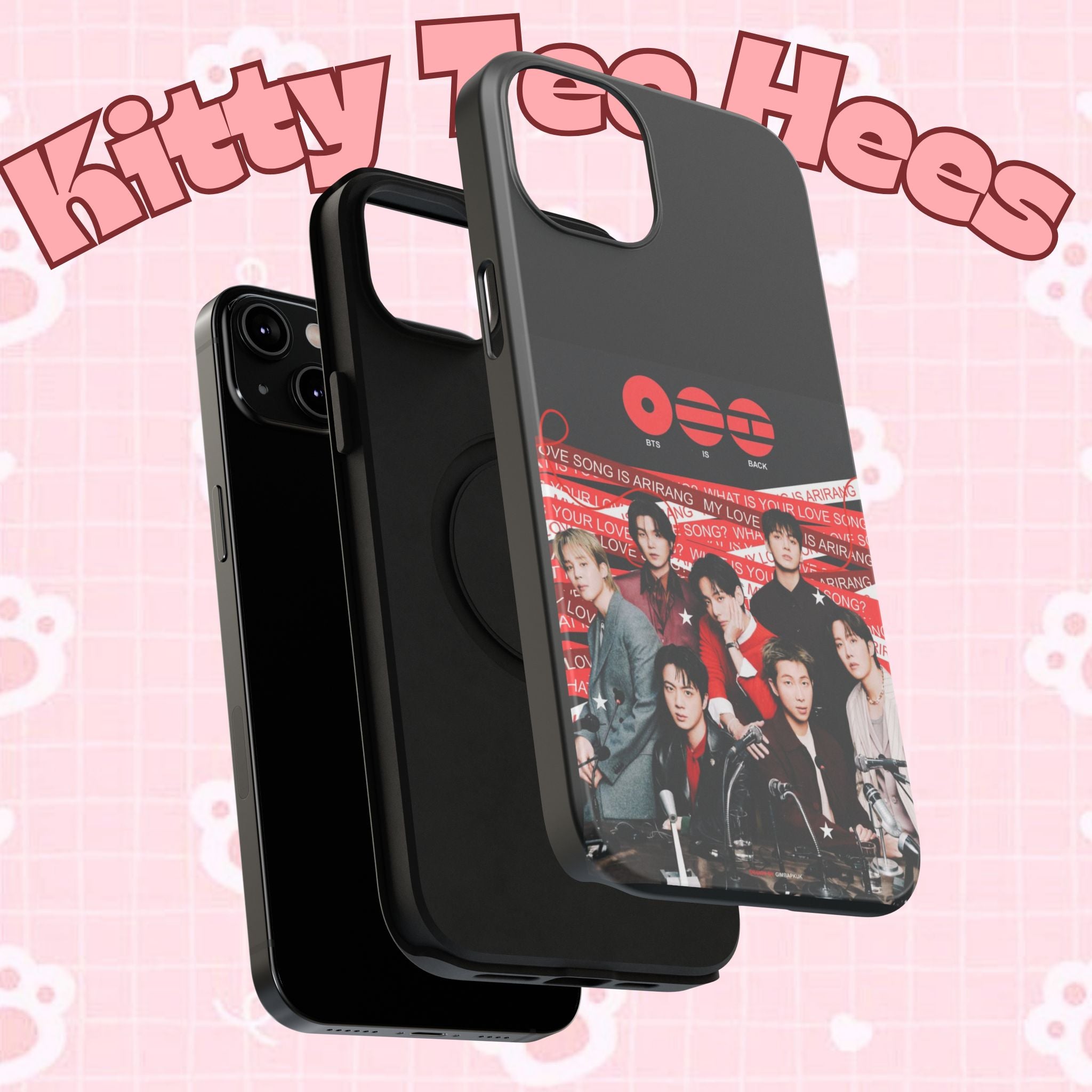 Printify BTS Arirang phone case with Bangtan concert design, impact-resistant K-Pop band photo phone cover.
