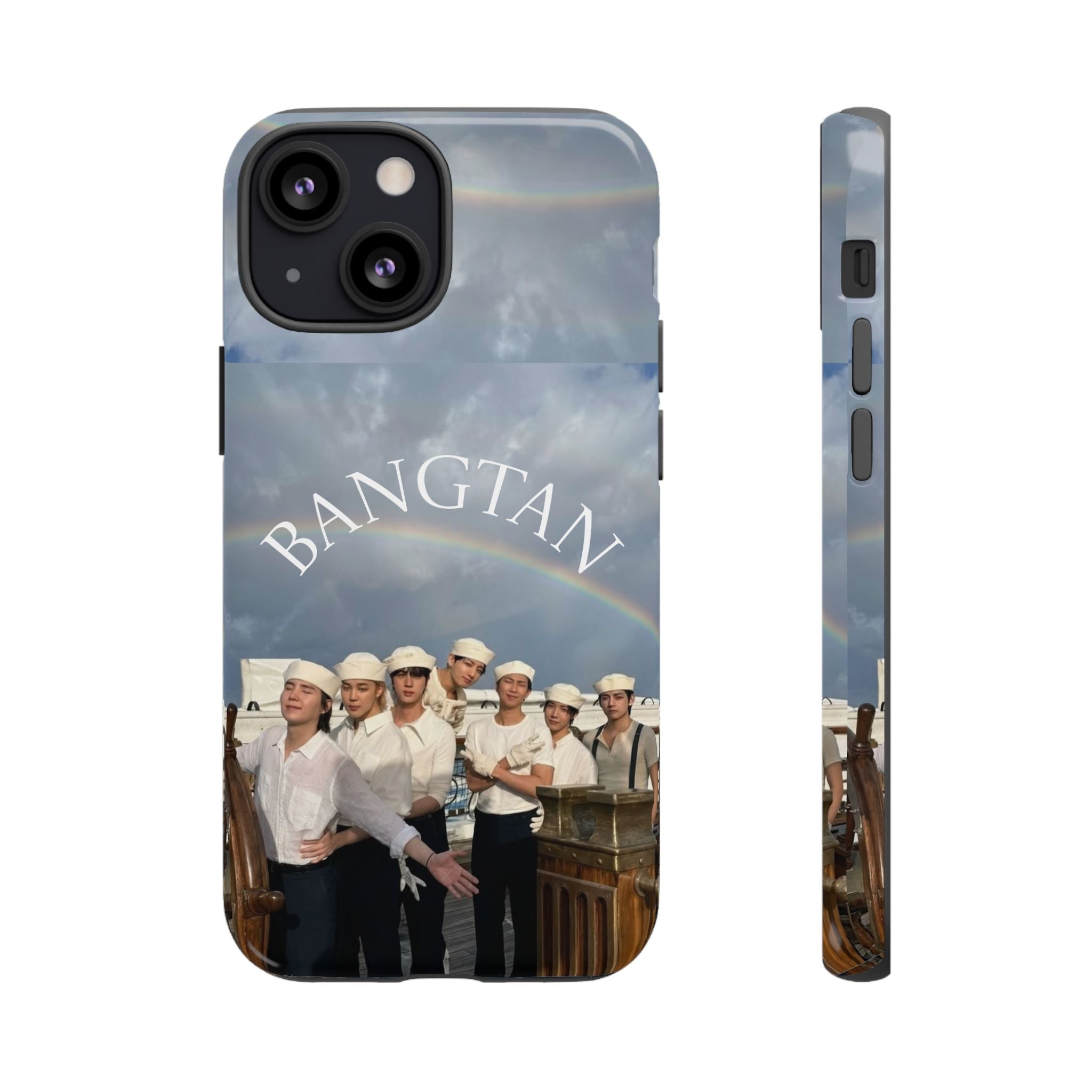Cute Sailor BTS swim phone case for iPhone and Samsung, featuring Bangtan Sailor design by Printify.