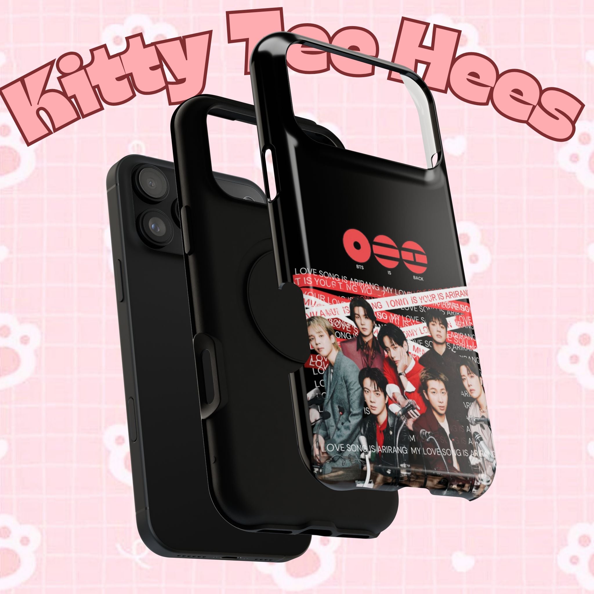 Impact-resistant phone case featuring BTS Bangtan Boys concert fanmade design with K-Pop band photo and vibrant graphics.