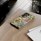 Cute cat framed phone case for iPhone 17 by Printify, featuring a cozy living room pet portrait design.