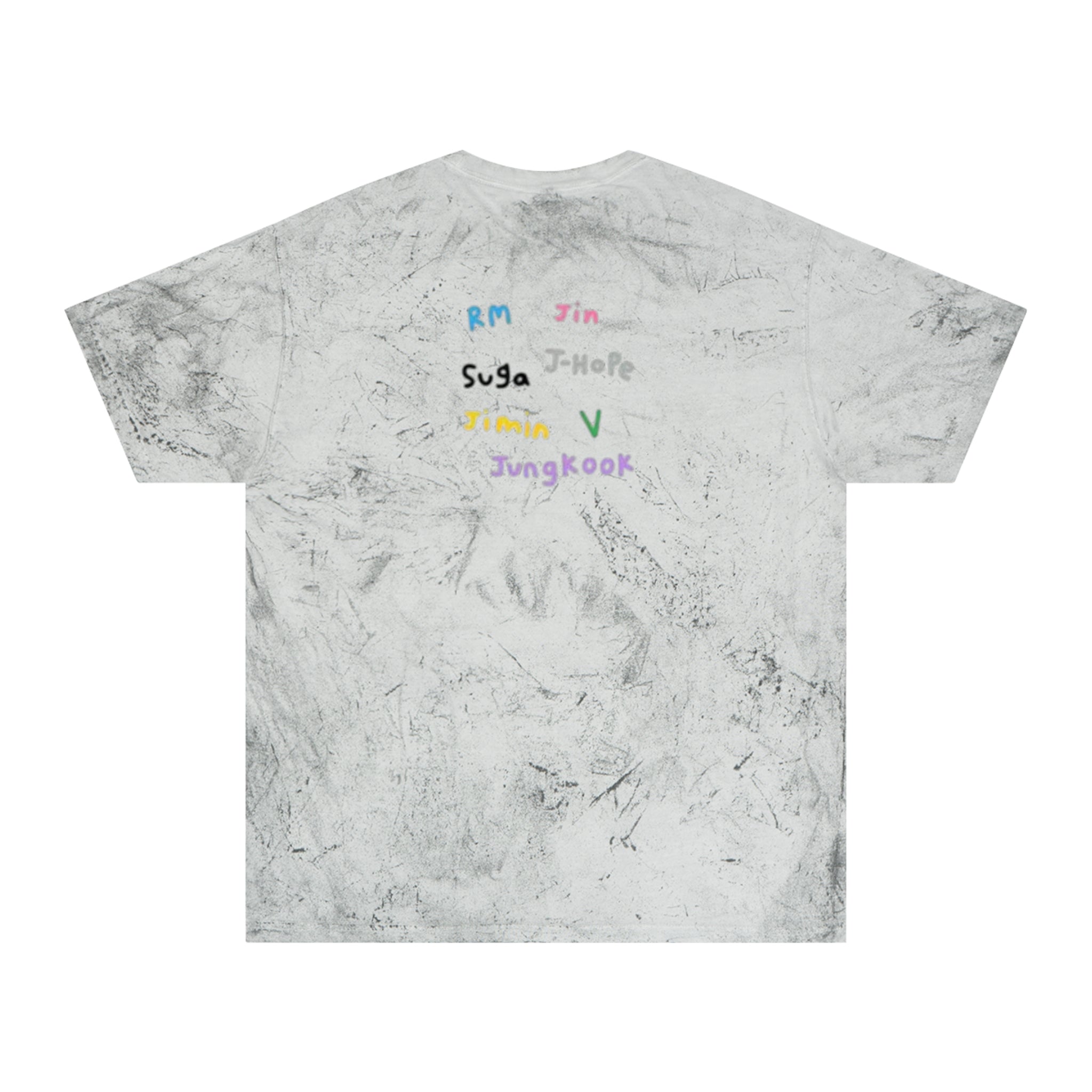 Colorful BTS concert T-shirt featuring rainbow mic and logo design, inspired by K-Pop band BTS.