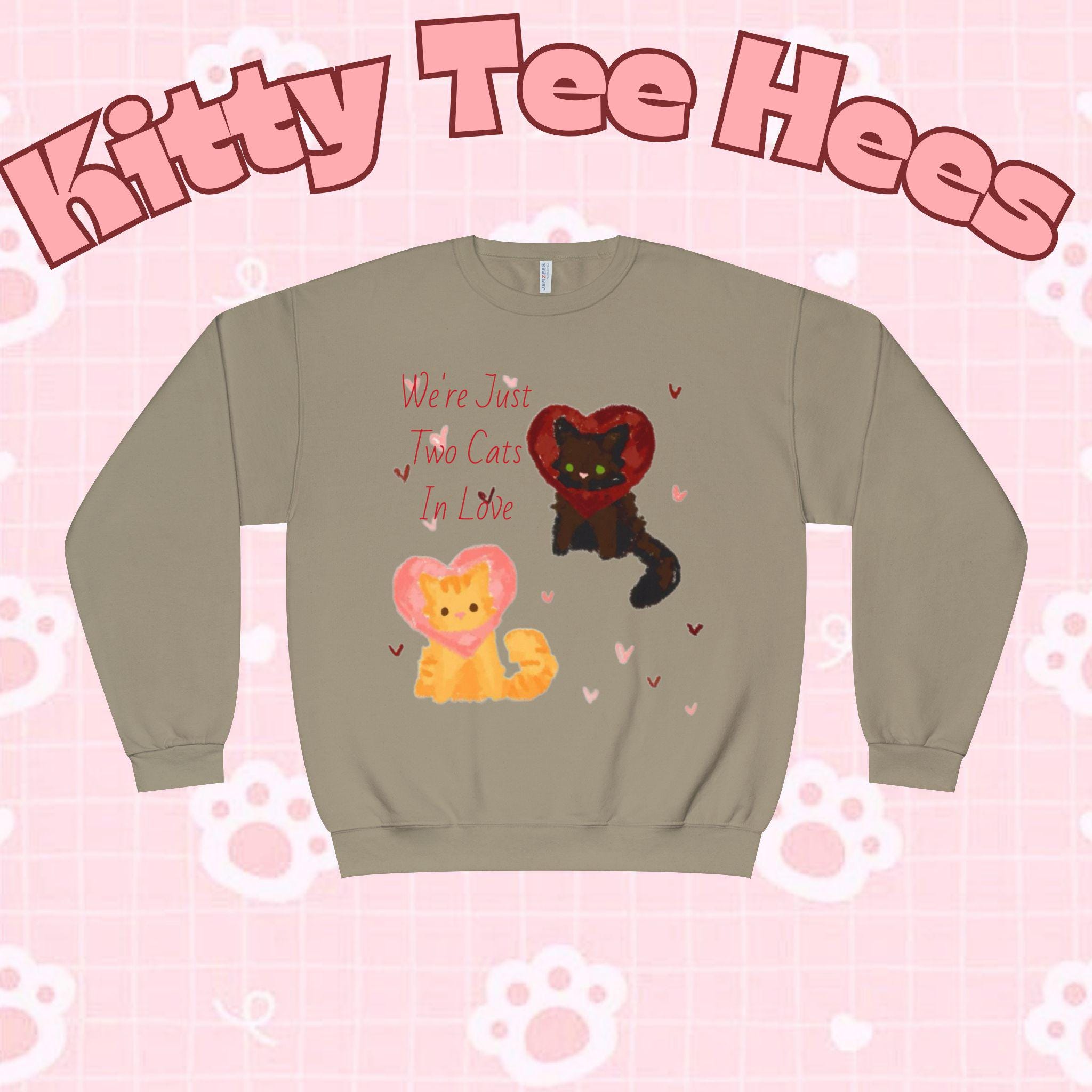 Cats in Love Crewneck Sweatshirt, cat perspn hoodie, Cozy Cat Lover Fashion, catlady sweater - Kitty TeeHees