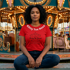 Printify Merry Go Round BTS Arirang 2026 album T-Shirt with carousel sketch and lyric script back print, casual graphic tee.