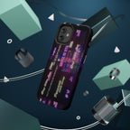 Impact-resistant BTS phone case with neon Korean script design for iPhone and Samsung by Printify, featuring bold, colorful graphics.