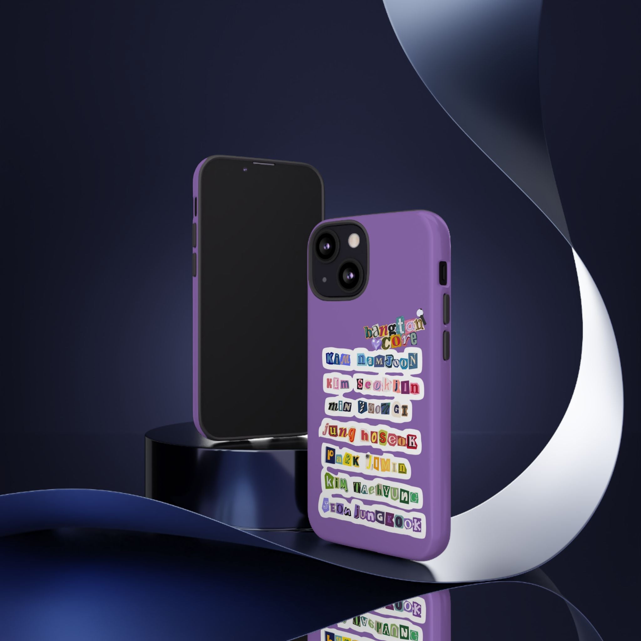 Printify BTS member names phone case featuring Jungkook, Jimin, Rap Monster for iPhone 17 with tough protective design
