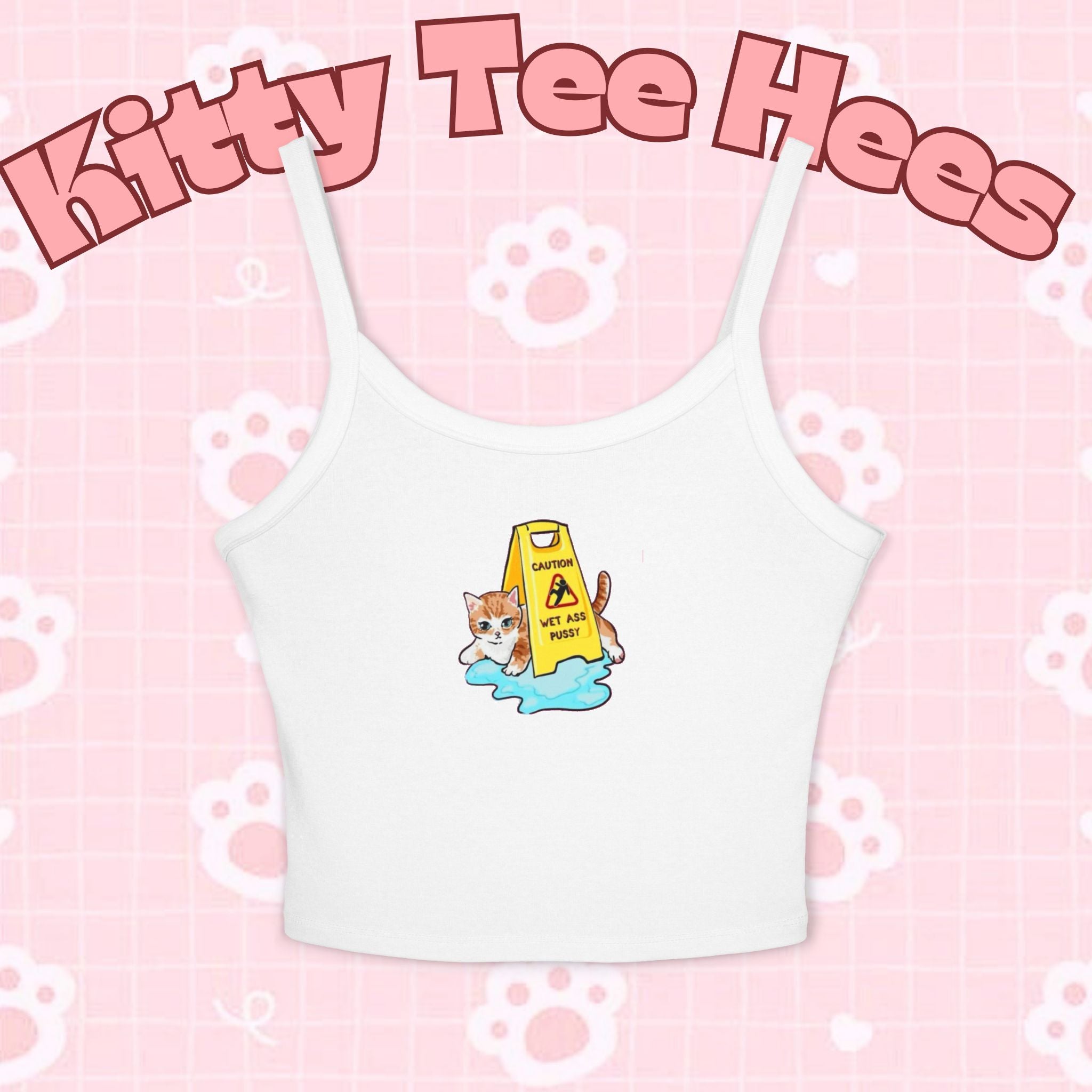 Fun cat warning tank top for women, featuring cute spaghetti straps and pet-themed design, perfect for summer wear and cat lovers.