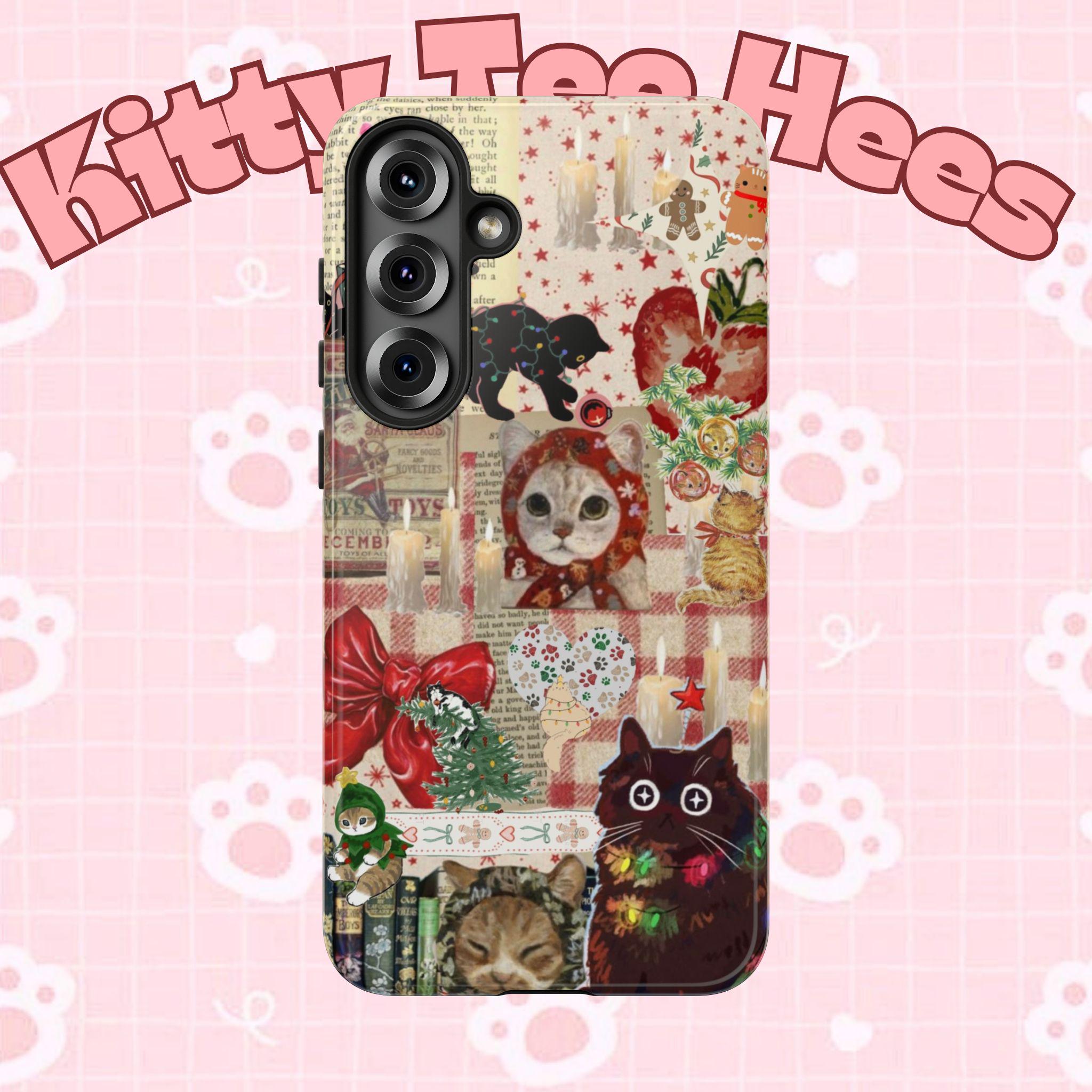 Christmas Cats phone case | festive kitten collage iPhone case - Kitty TeeHees