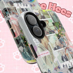 Printify BTS collage phone case for iPhone and Samsung with pastel hot air balloon and K-Pop photo collage design.