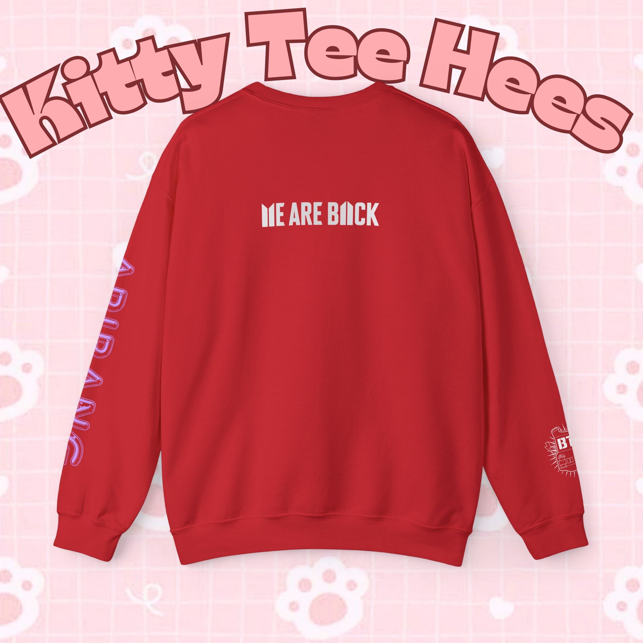 Lavender BTS Logo arirang crewneck sweatshirt featuring K-pop band print, comfortable concert sweater by Printify.
