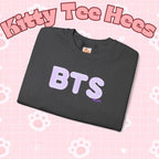 Lavender BTS Logo arirang crewneck sweatshirt featuring K-pop band print, comfortable concert sweater, by Printify.