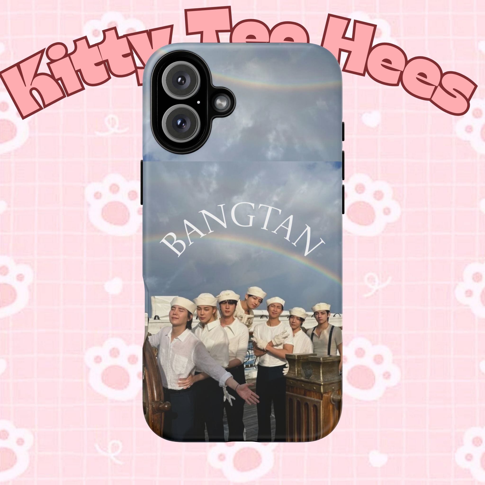 Cute Sailor BTS Swim phone case for iPhone and Samsung, featuring colorful Bangtan Sailor design by Printify.