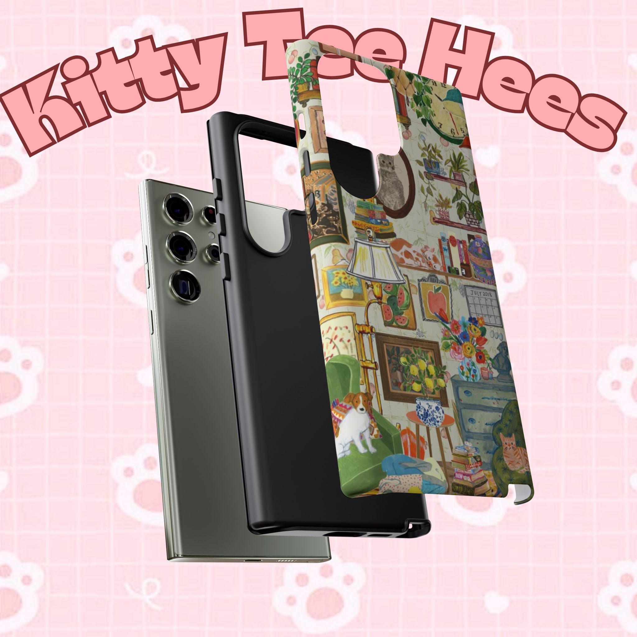 Printify cute cat framed phone case for iPhone 17 featuring a cozy pet portrait design, stylish and protective.