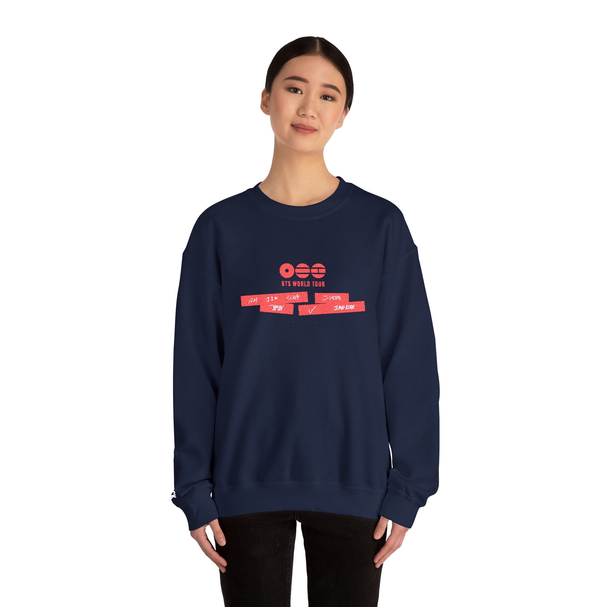 BTS ARIRANG 2026 comeback sweatshirt by Printify featuring concert tour design on a casual sweatshirt.