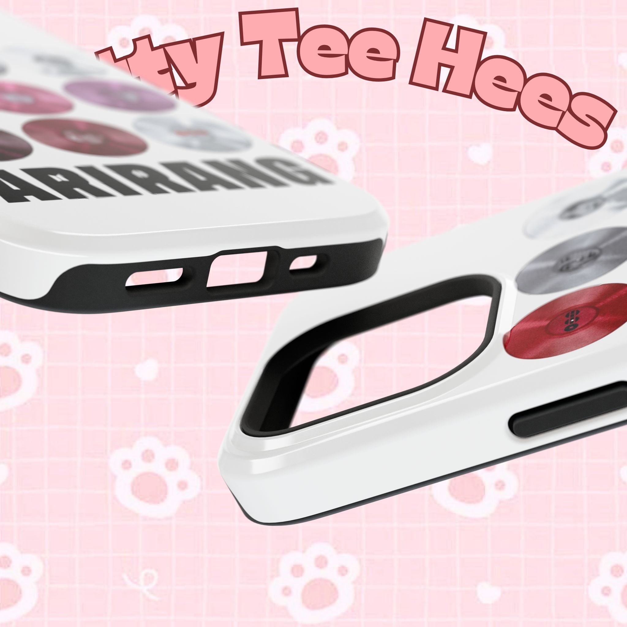 Printify BTS Arirang vinyl record phone case featuring grid design, impact-resistant material, and fan merch style for BTS fans.
