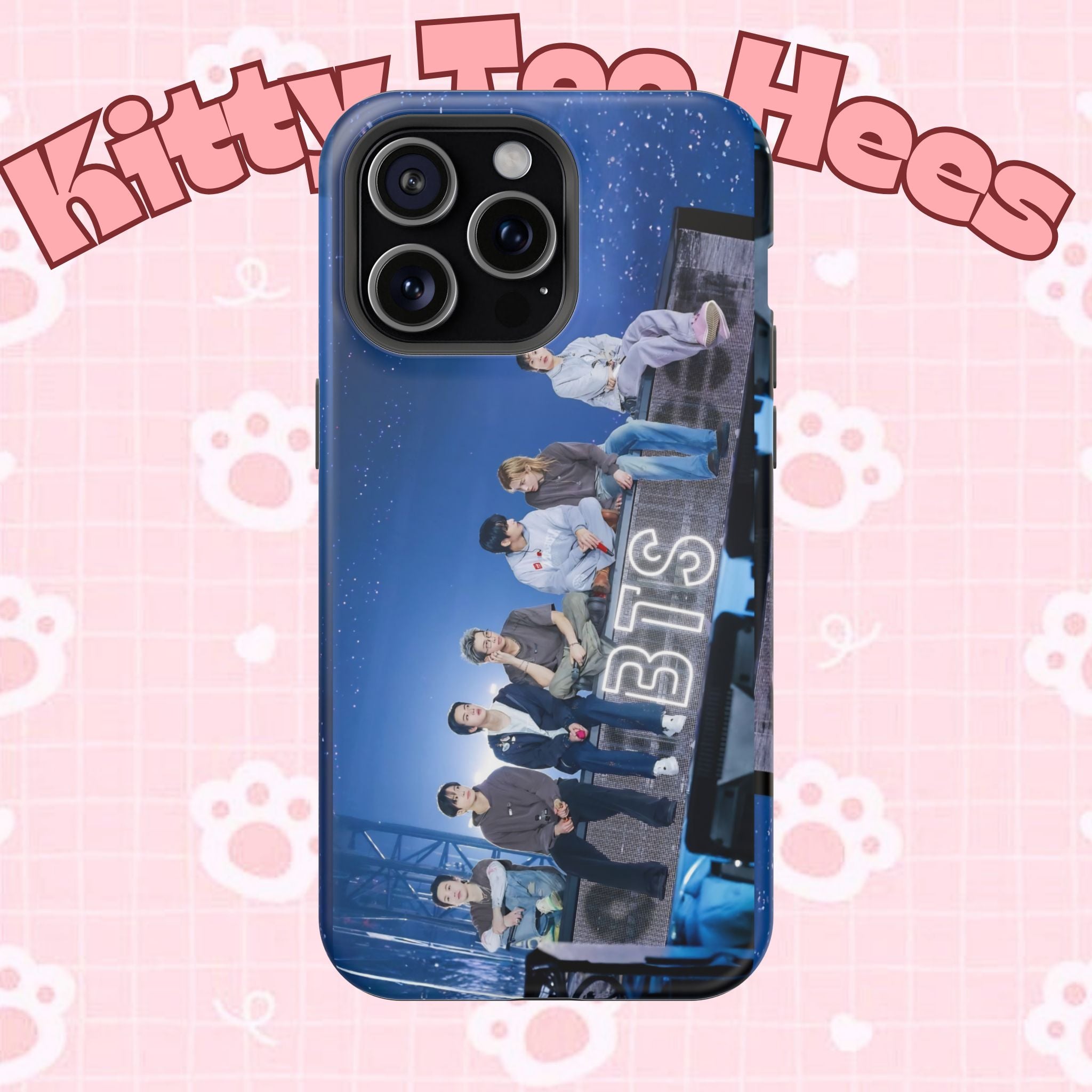 Printify BTS Bangtan World Tour Arirang impact-resistant phone case for iPhone 17 and Samsung Galaxy 26 Ultra, featuring tour artwork.