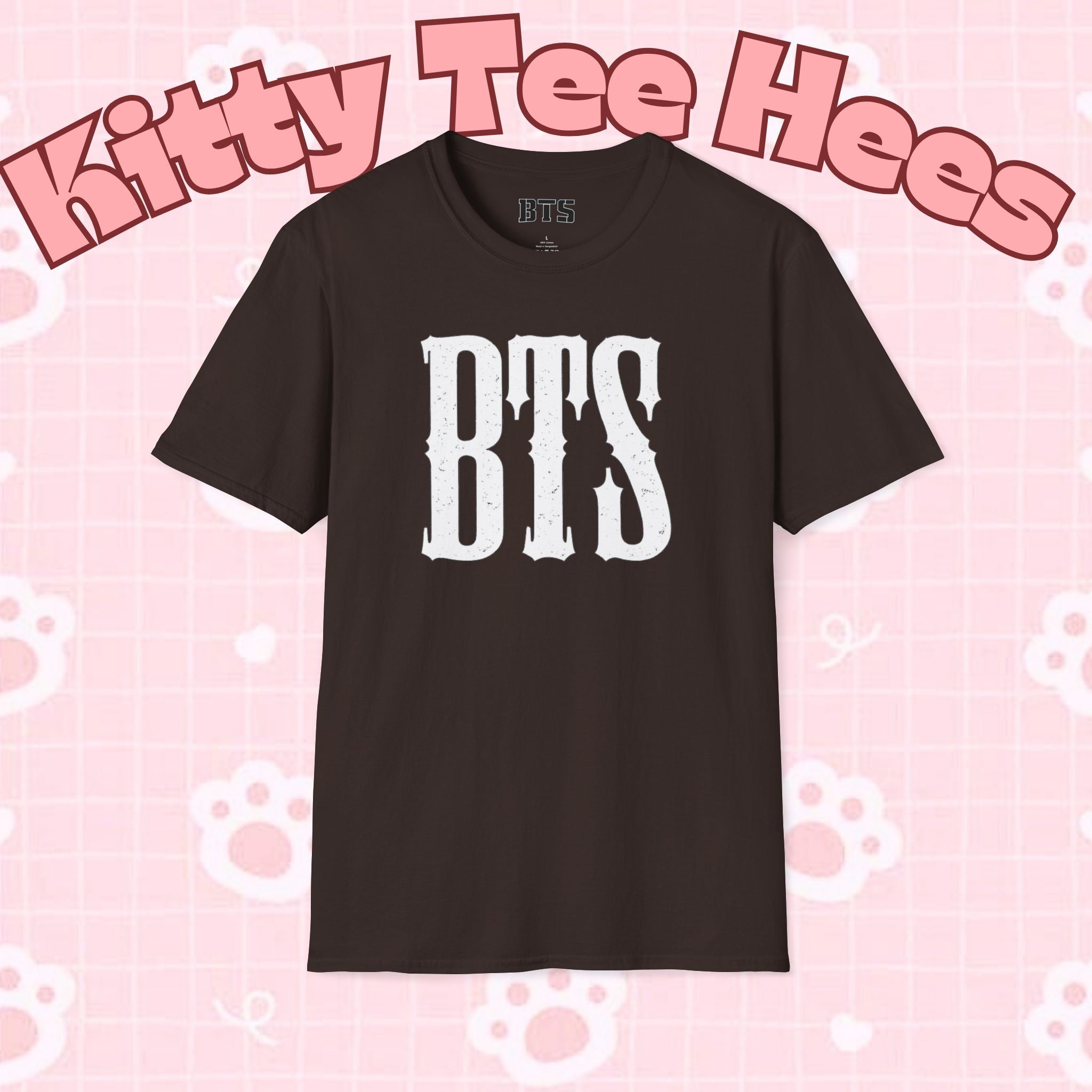 BTS classic T-shirt by Printify featuring a simple outline design of Bangtan Boys, casual K-Pop band tee for fans