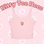 Strawberry Heart Tank Top, Comfy Spaghetti Strap, Kittyteehees Fashion - Kitty TeeHees
