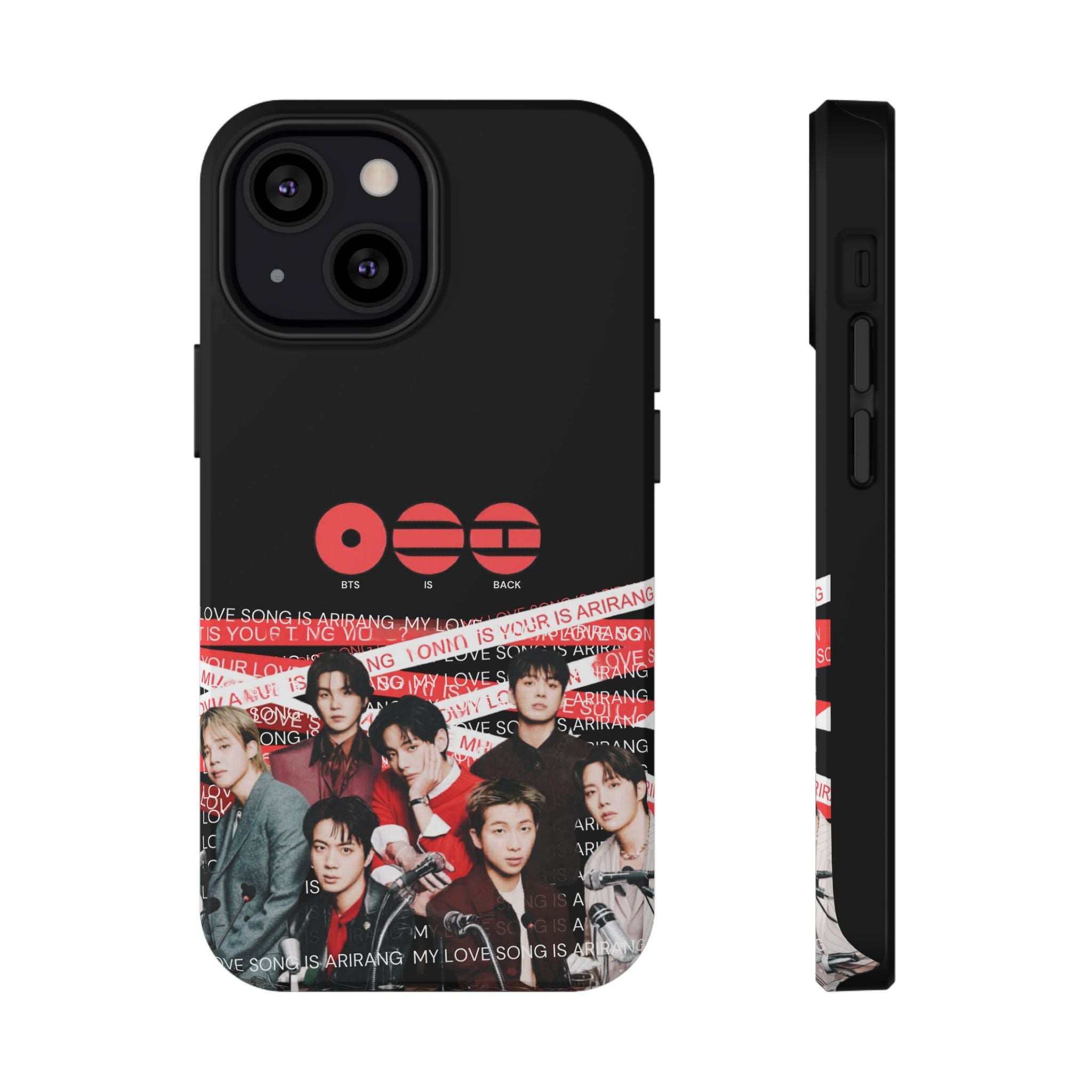 Impact-resistant phone case featuring BTS fanmade Bangtan Sonyeondan band photo, designed for fans of K-pop and BTS concerts.
