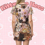 Y2K brown and pink Kitty Bread Chocolate Dress T-Shirt 2000s fashion - Kitty TeeHees