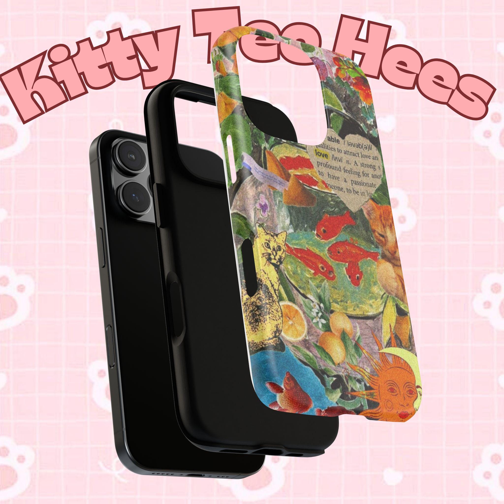 Golden Orange phone case, heavy duity cute case, Asthetic case, Dual Layer Protection - Kitty TeeHees
