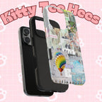 K-Pop BTS collage phone case for iPhone and Samsung with pastel hot air balloon and aesthetic design, durable tough protective cover.
