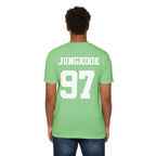 Custom BTS T-shirt featuring Jungkook, Jimin, V, J-Hope, RM, Suga, Jin for K-pop concert 2026, printed by Printify.