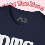 BTS classic T-shirt by Printify featuring a simple outline of Bangtan Boys with a K-Pop band design on a casual tee