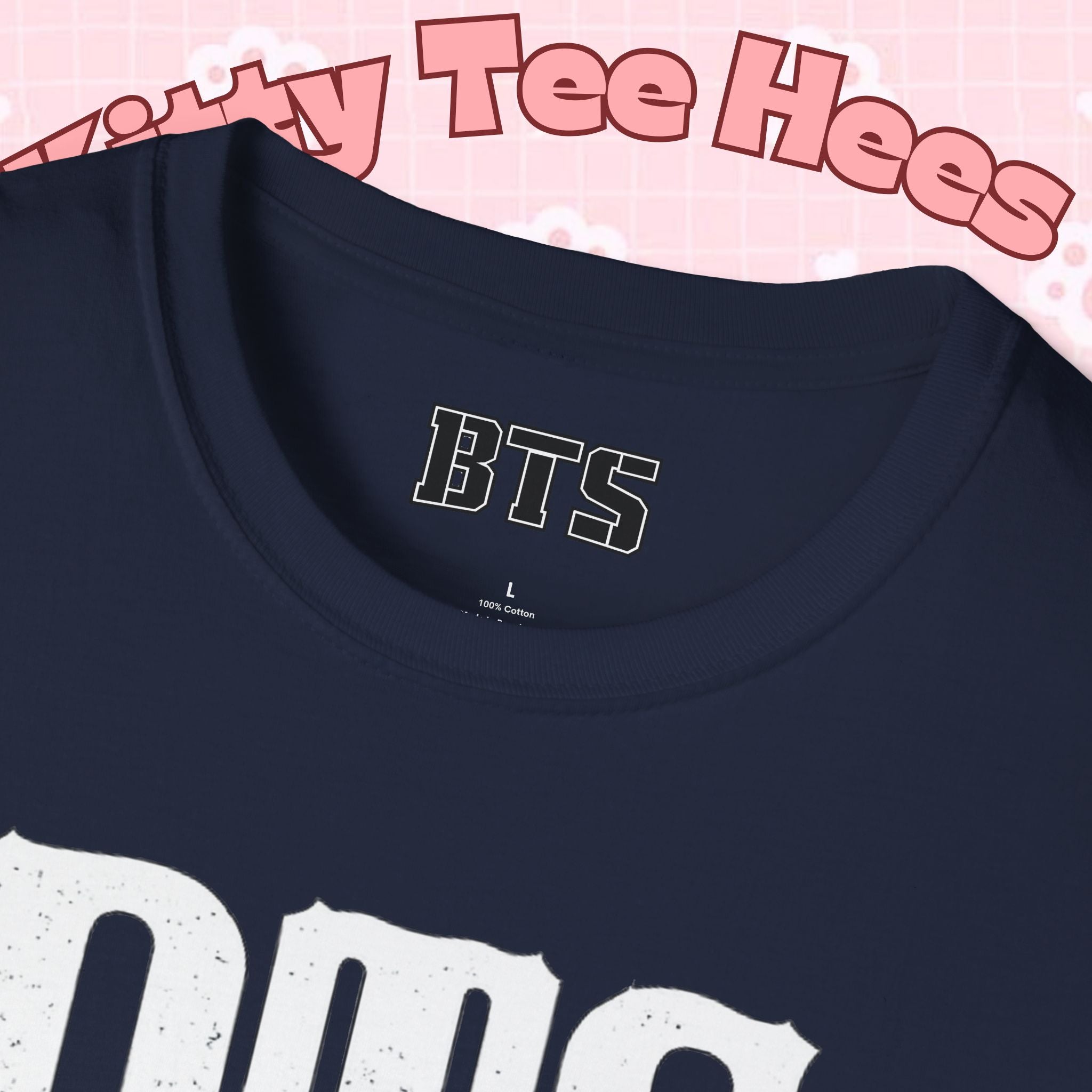 BTS classic T-shirt by Printify featuring a simple outline of Bangtan Boys with a K-Pop band design on a casual tee