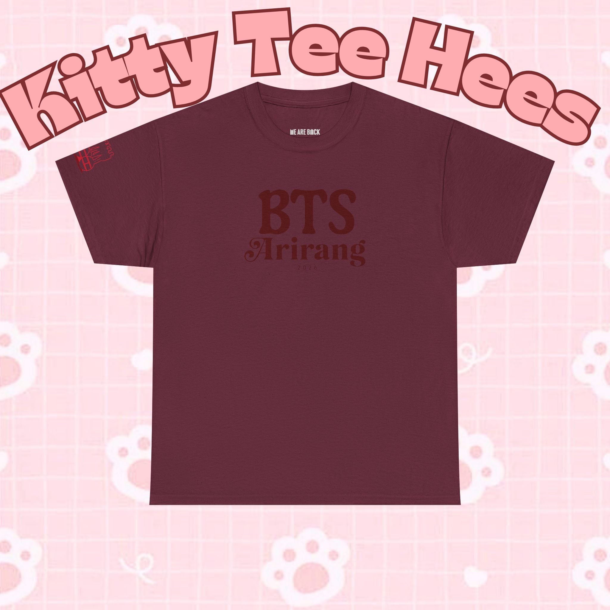 BTS Arirang T-Shirt featuring Hangul design, casual BTS world tour concert fit, printed by Printify, in black fabric.
