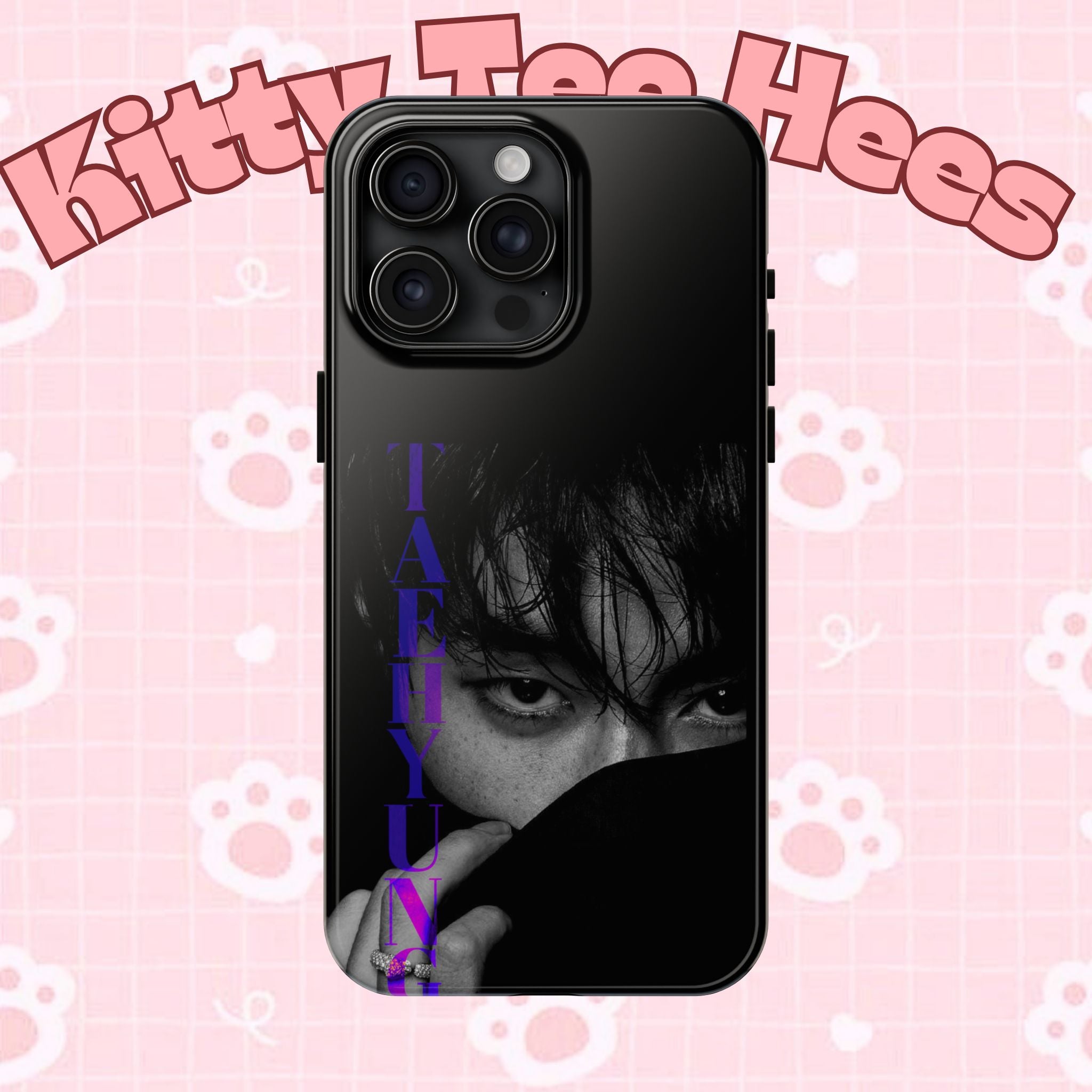 Dark Bangtan BTS Taehyung (V) phone case with Kim Taehyung design for iPhone and Samsung smartphones, by Printify.