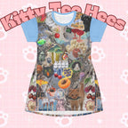 Alice in Kitty Land T-Shirt Dress, Playful Cat Design - Kitty TeeHees