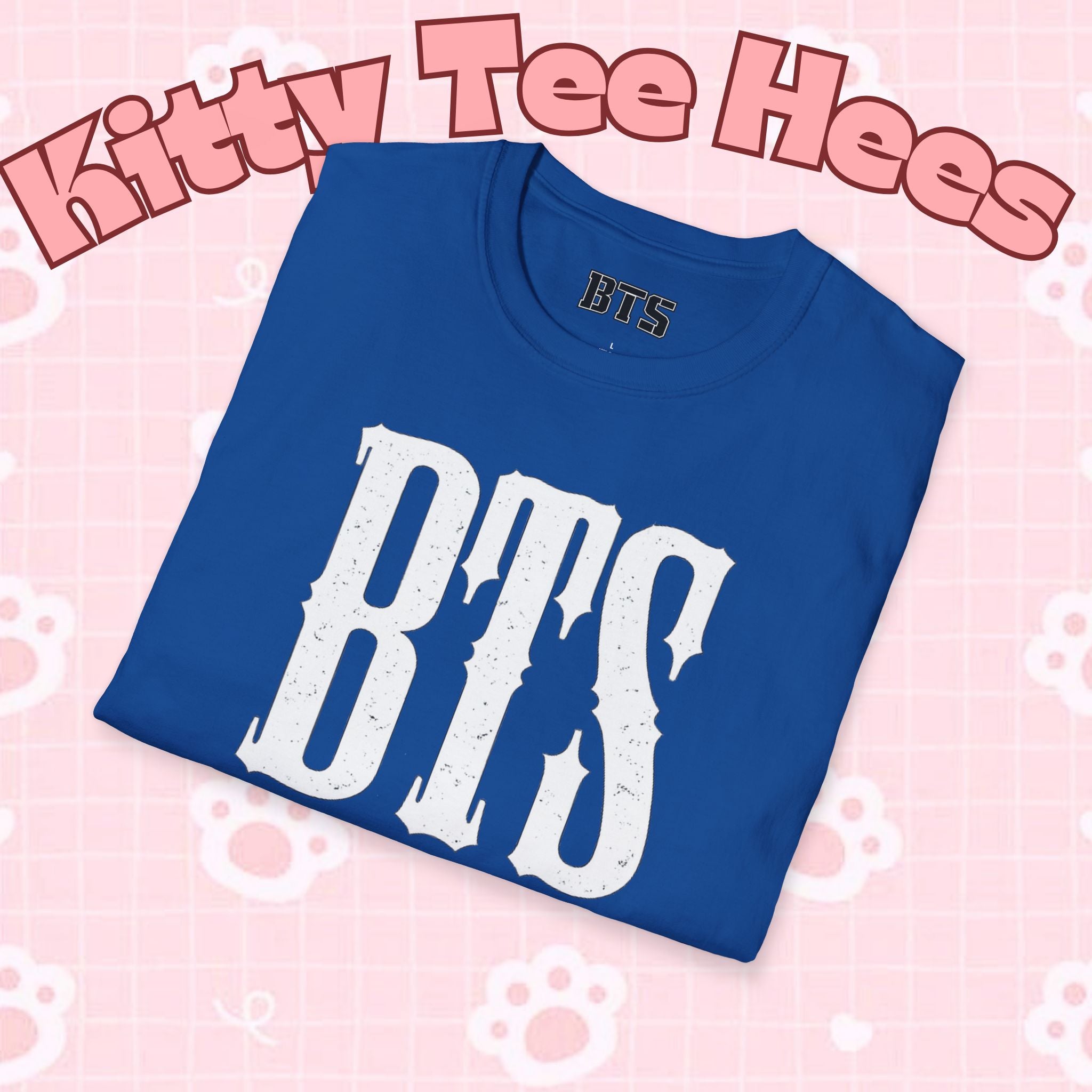 BTS classic T-shirt with Bangtan Boys outline graphic, casual K-pop band tee, simple and cute BTS shirt by Printify