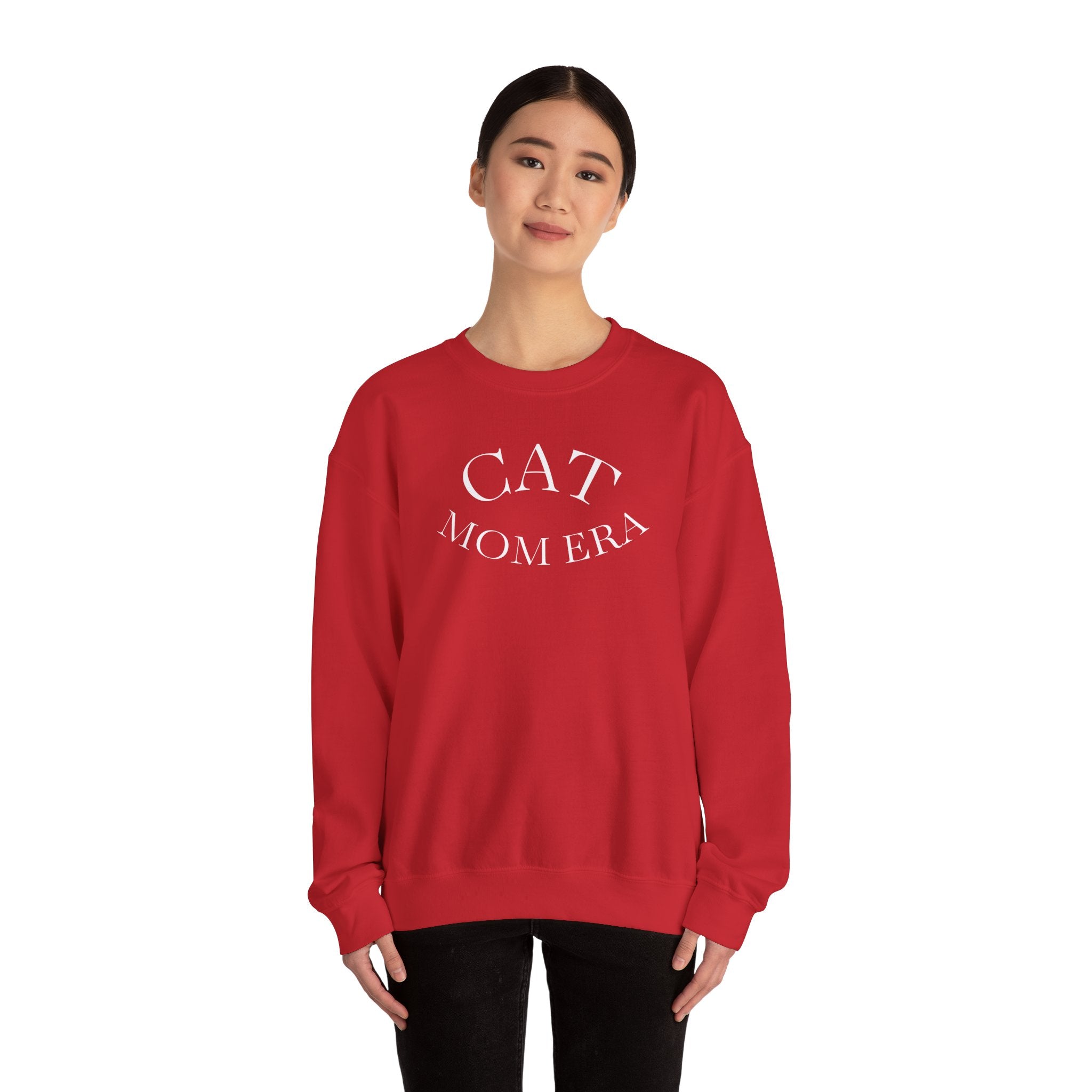 Cozy Printify cat mom sweatshirt with cute animal print, perfect for feline parents and pet lovers during Christmas 2025.