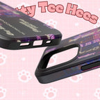 Neon Korean script BTS phone case for iPhone and Samsung, impact-resistant Samsung BTS case with vibrant neon design.