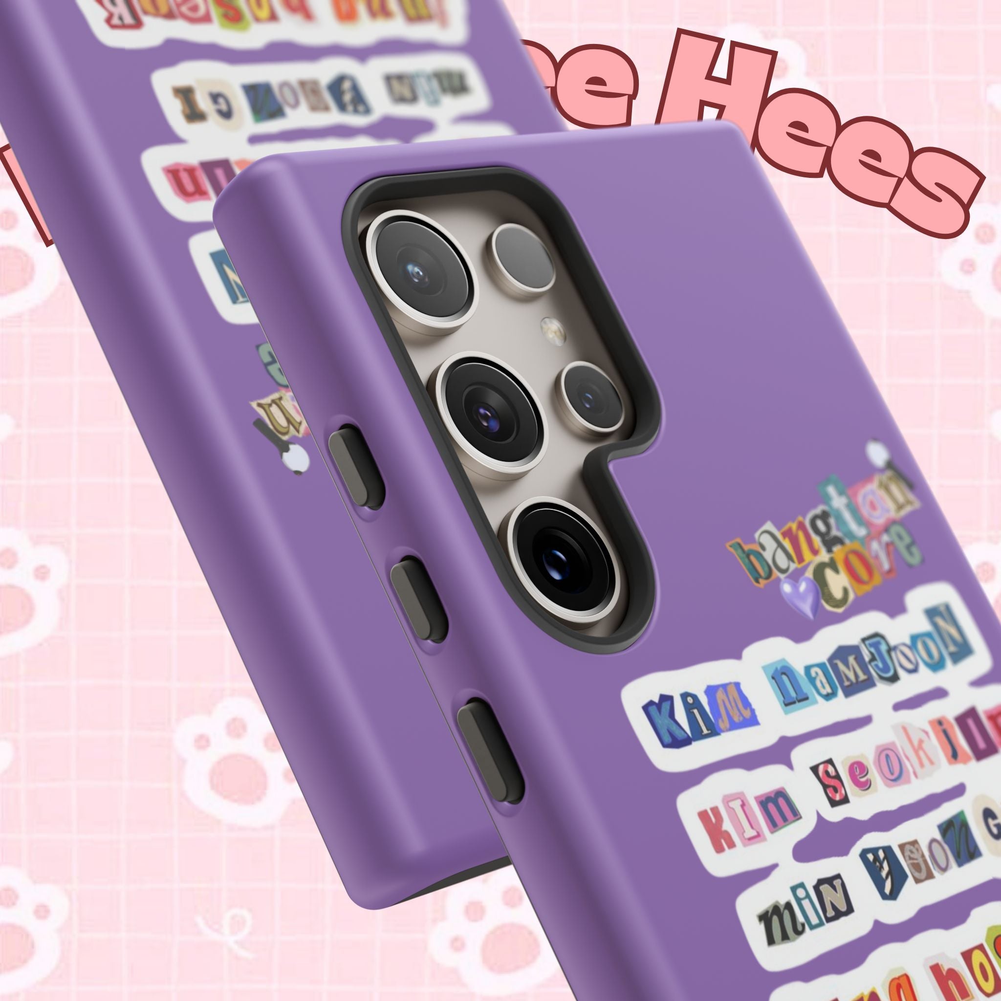 Printify BTS member names phone case featuring Jungkook, Jimin, and Rap Monster for iPhone 17, with a tough protective design.