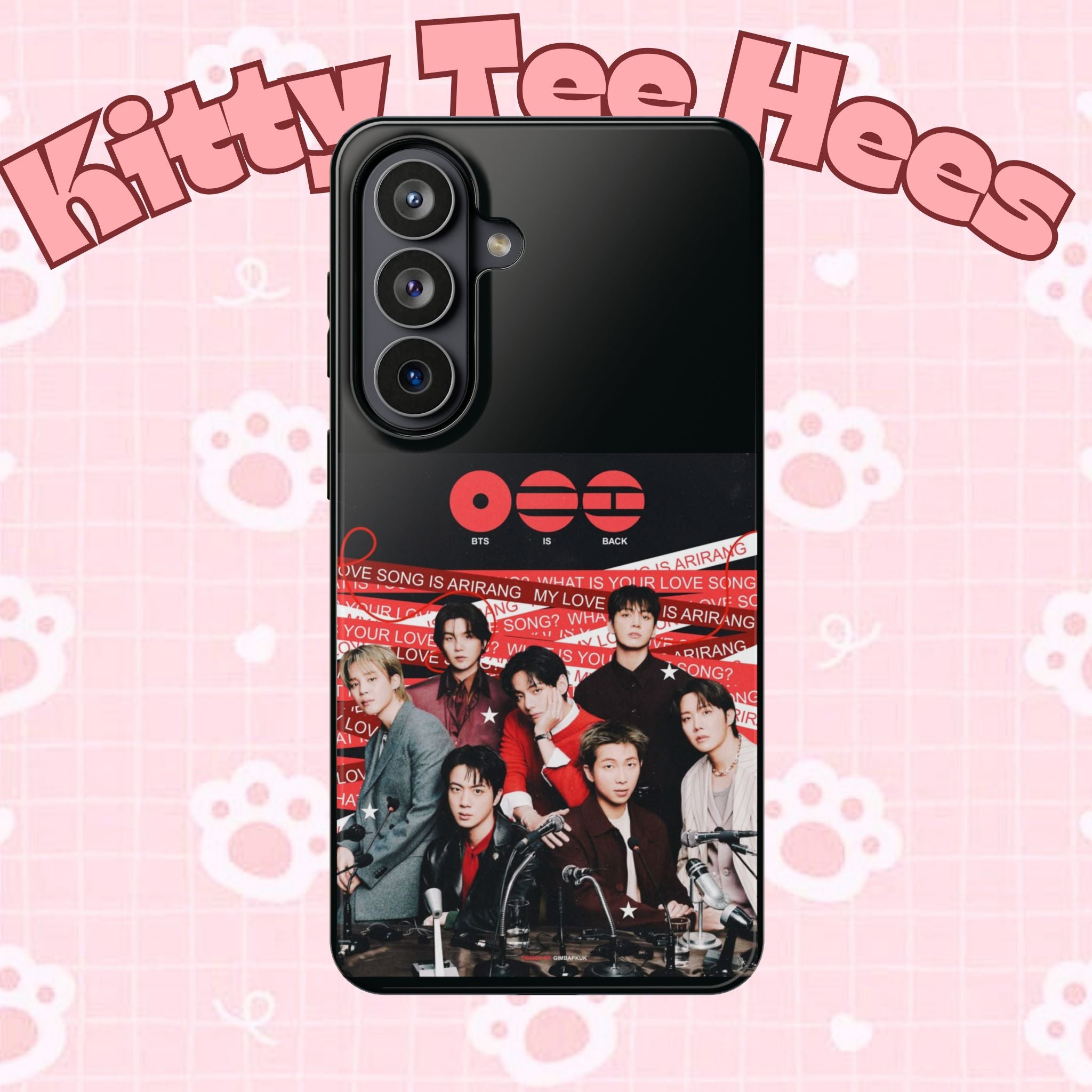 Printify BTS Arirang phone case with Bangtan concert design, impact-resistant K-pop band photo phone cover for 2026.