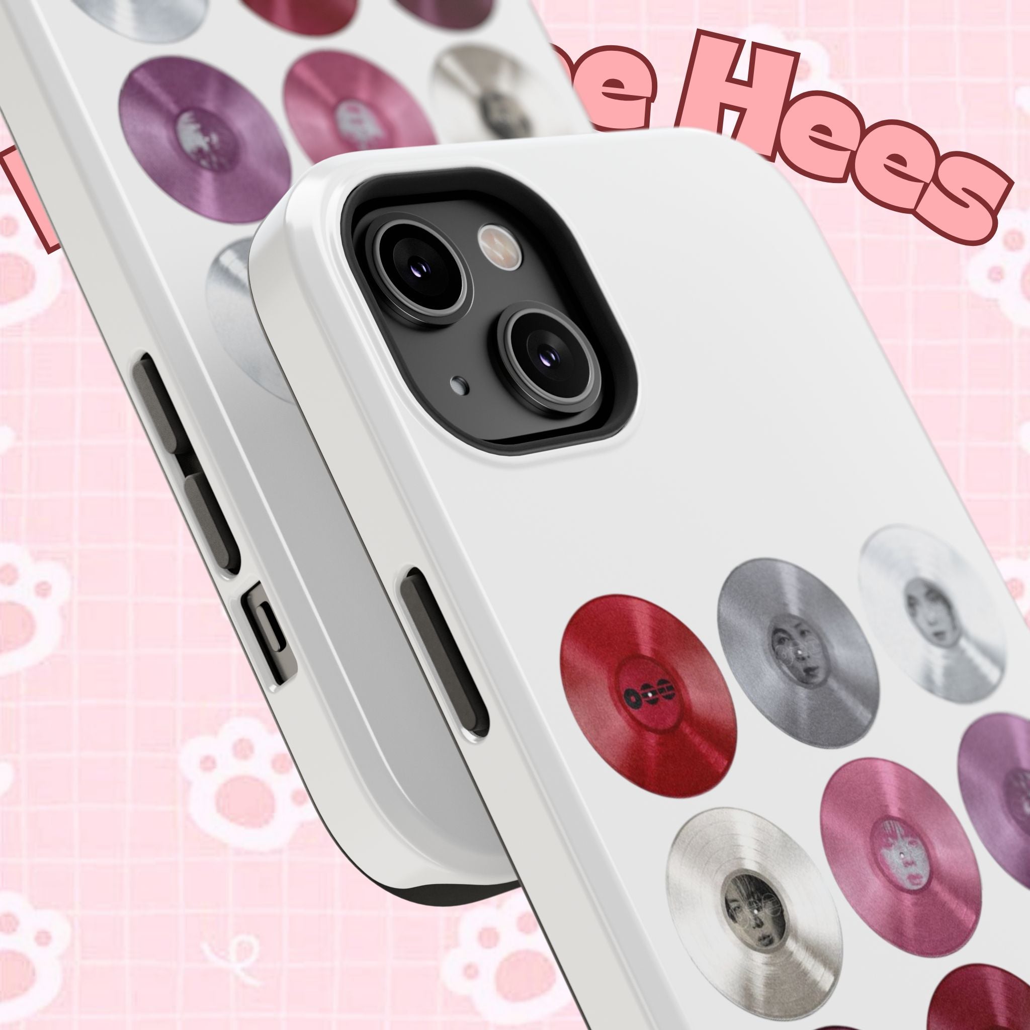 Printify BTS Arirang vinyl record phone case featuring BTS logo and vibrant design, impact-resistant for Galaxy and iPhone models.