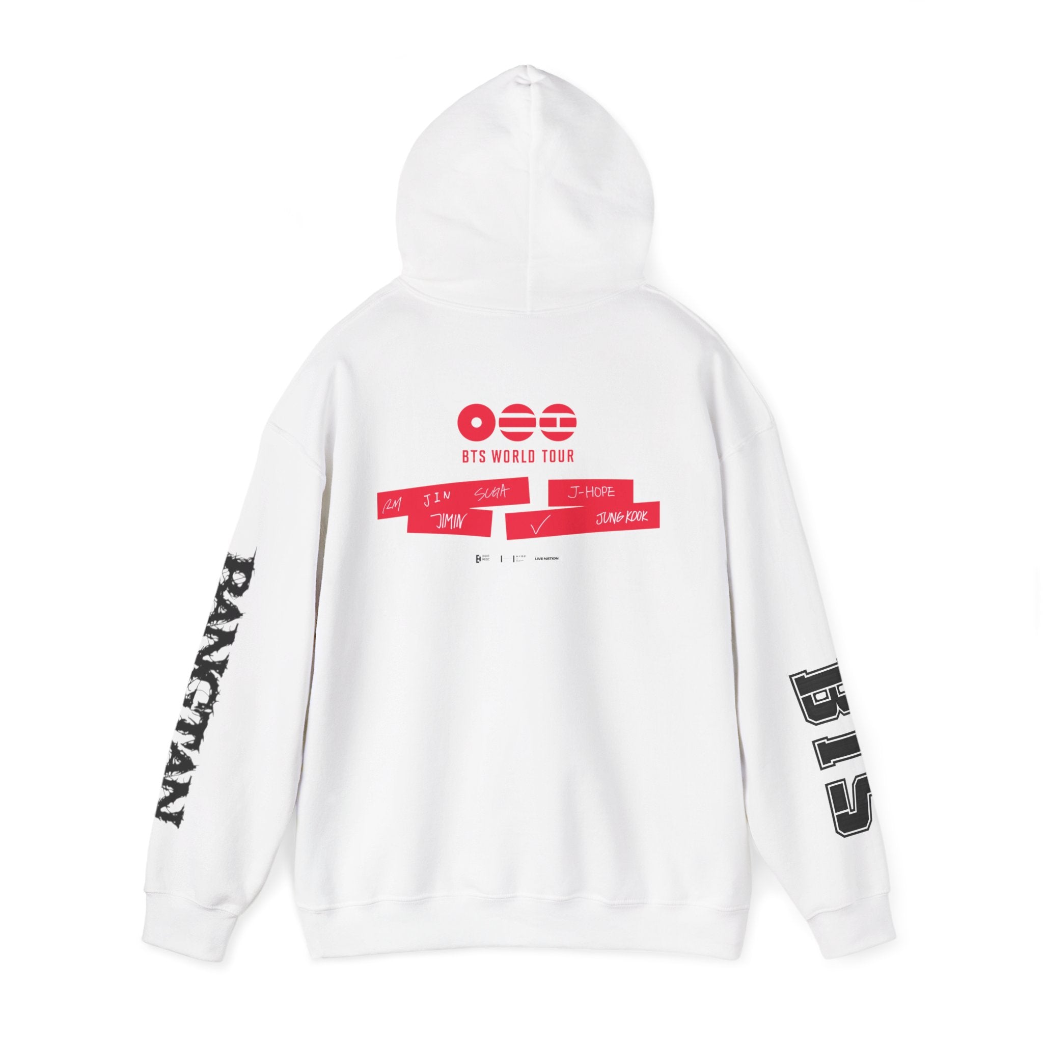 ARIRANG BTS World Tour hoodie featuring Bangtan sleeve design, casual graphic sweatshirt inspired by BTS tour style.