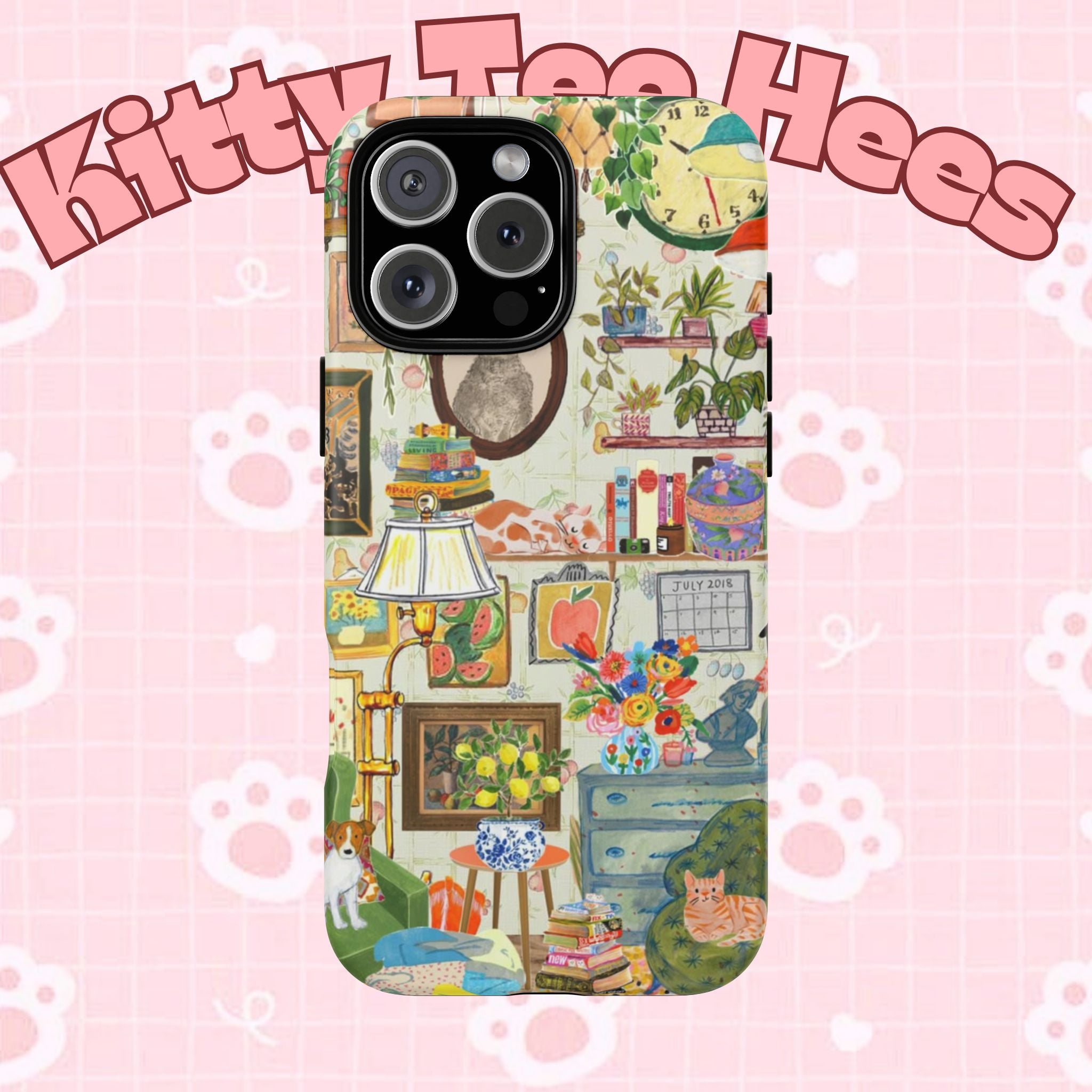 Cute cat portrait phone case for iPhone 17, stylish and cozy design featuring a framed pet image by Printify.