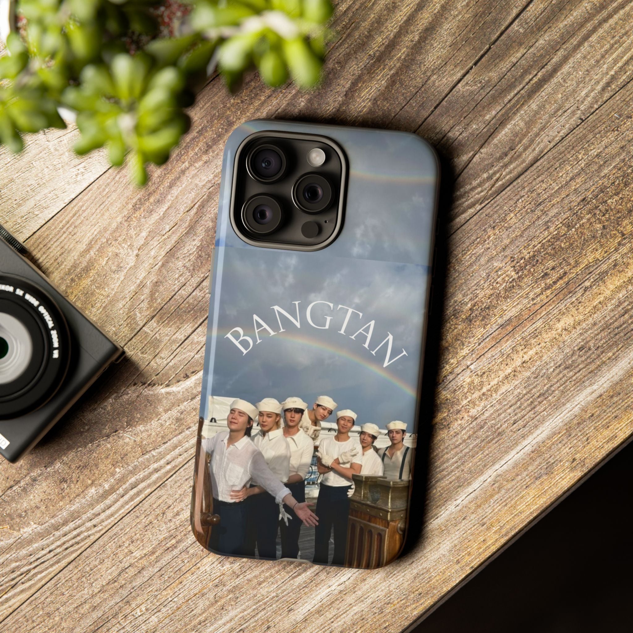 Cute Sailor BTS Swim phone case for iPhone and Samsung, featuring colorful Bangtan Sailor Arirang design by Printify.