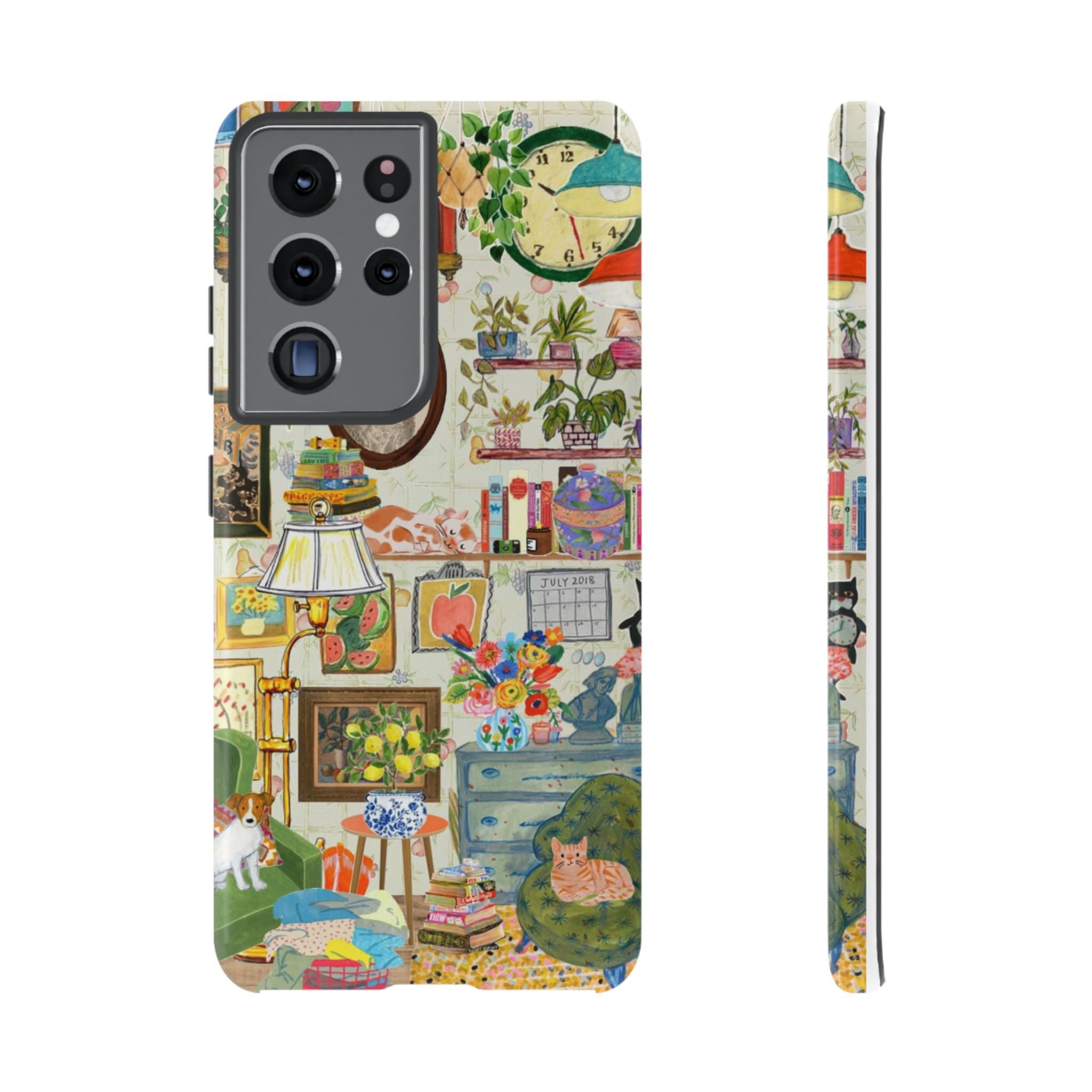 Cute cat portrait phone case for iPhone 17, stylish framed design, from Printify, perfect for cozy living room pet lovers.