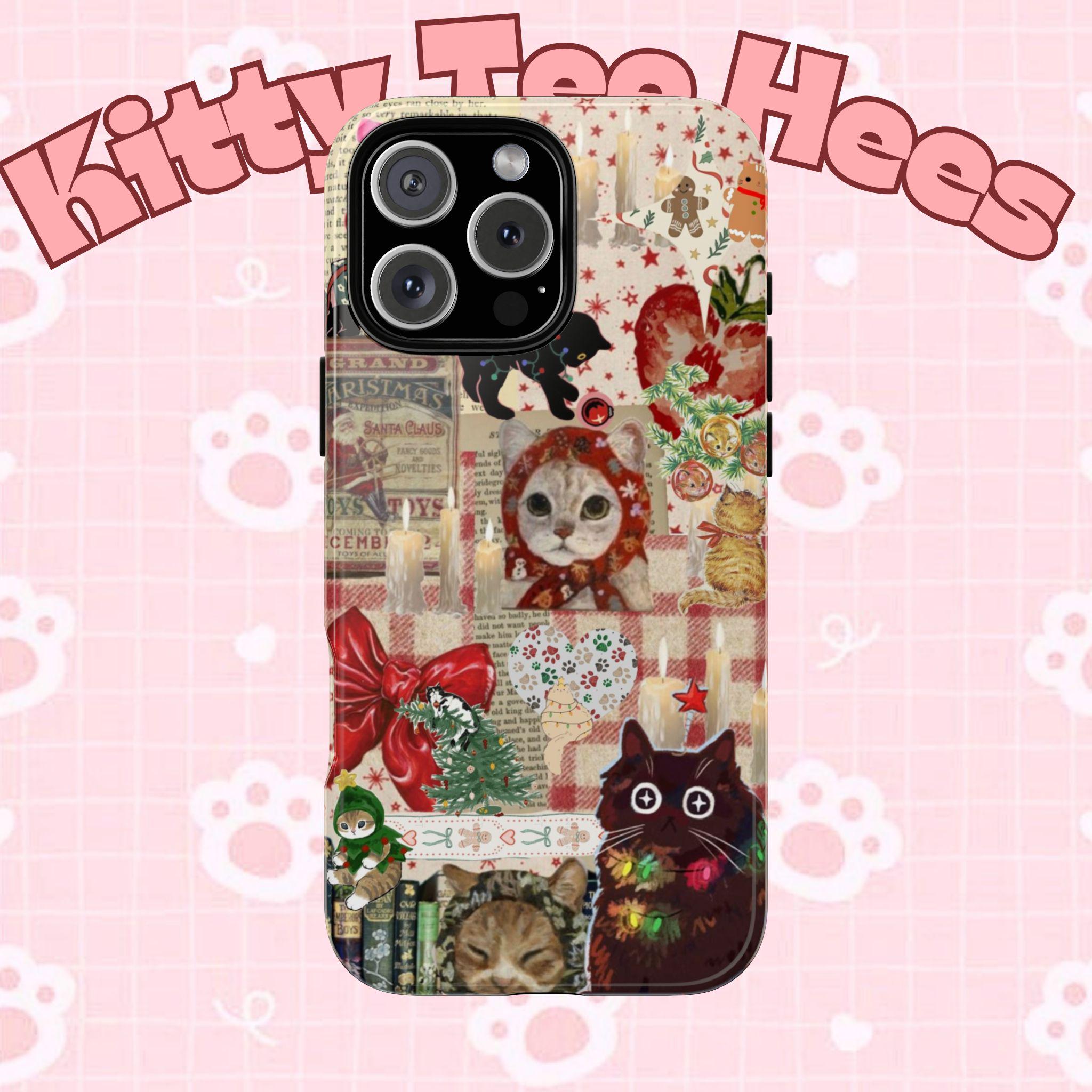 Christmas Cats phone case | festive kitten collage iPhone case - Kitty TeeHees