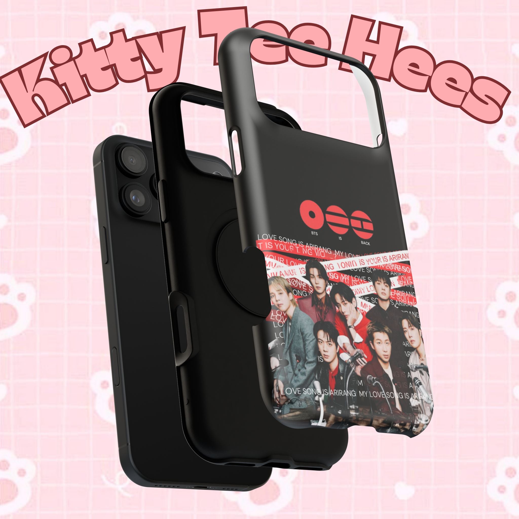 K-Pop BTS Bangtan phone case with concert fanmade design, impact-resistant case featuring BTS Arirang imagery