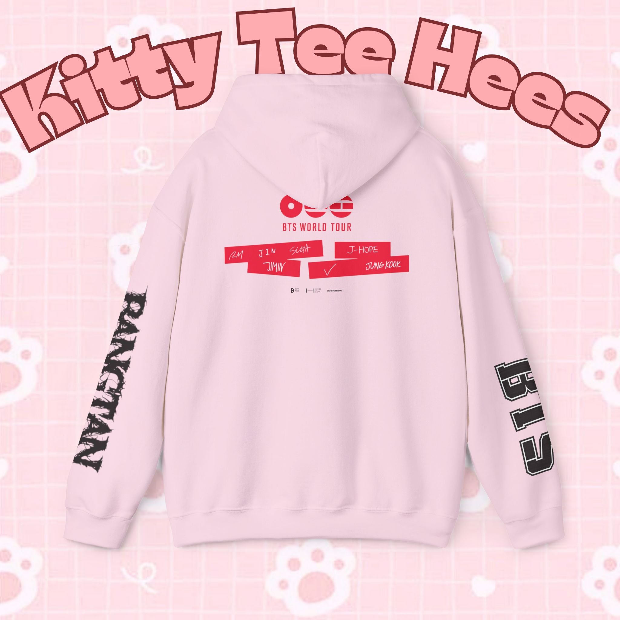 ARIRANG BTS world tour graphic hoodie with Bangtan sleeve design, casual sweatshirt featuring BTS-inspired artwork.