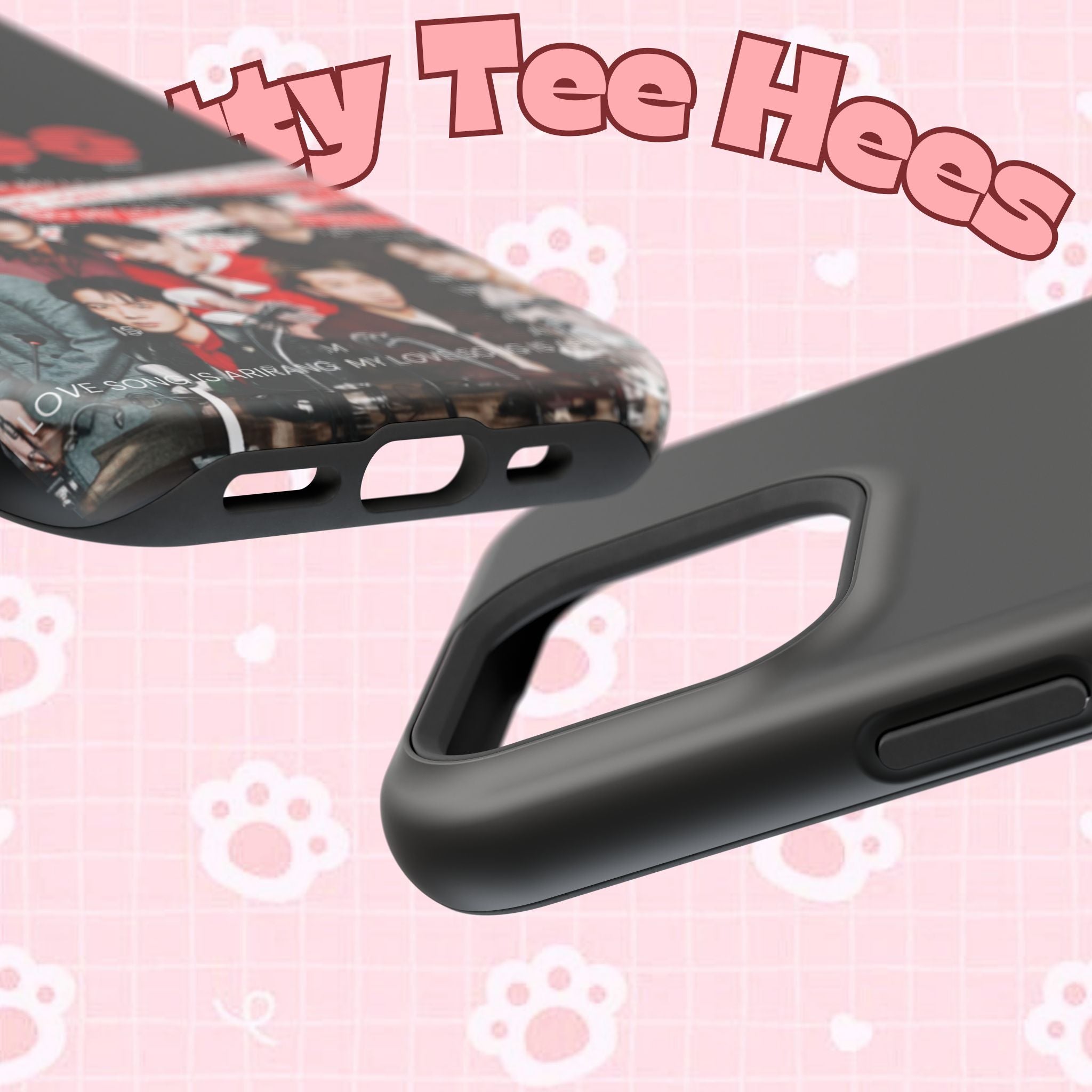 Impact-resistant phone case featuring BTS Bangtan Boys concert fanmade design with K-Pop band photo by Printify.