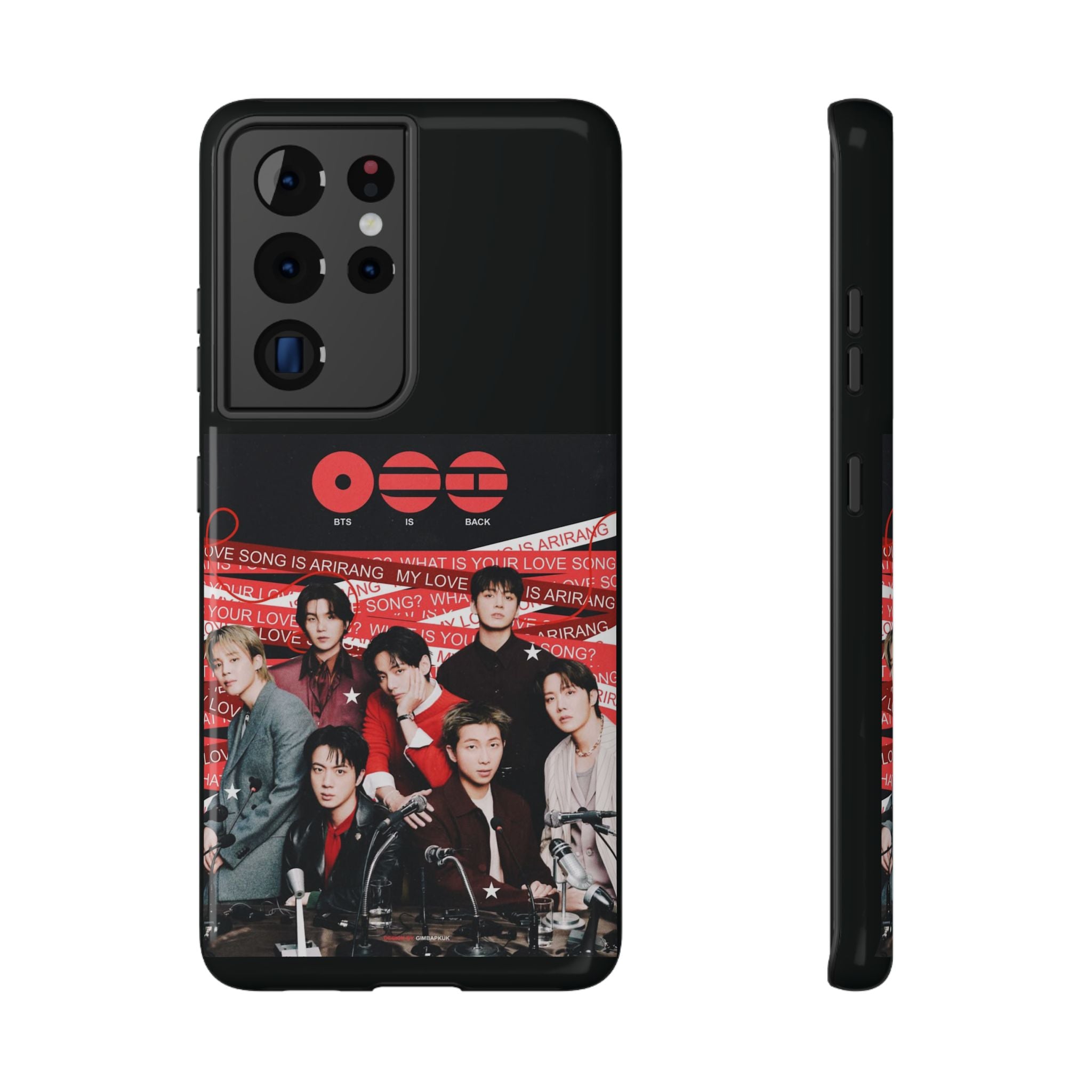 Printify BTS Arirang phone case featuring Bangtan concert design, impact-resistant K-Pop band photo phone cover for 2026.
