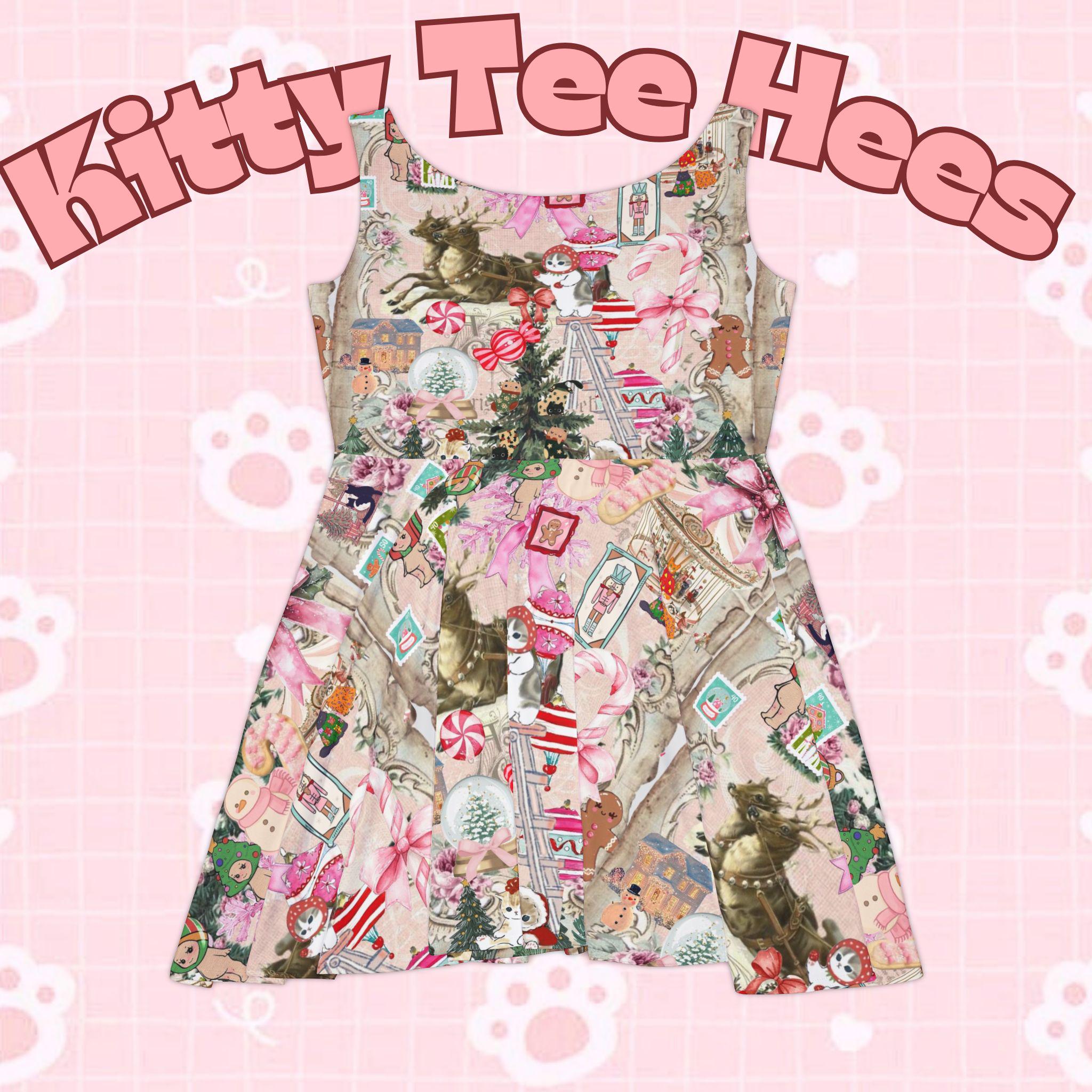 Christmas 2025 Dress Women's Skater Dress | Holiday Pattern - Kitty TeeHees