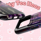 Neon Korean script print on impact-resistant BTS phone case for iPhone and Samsung, featuring Bangtan Sonyeondan branding.