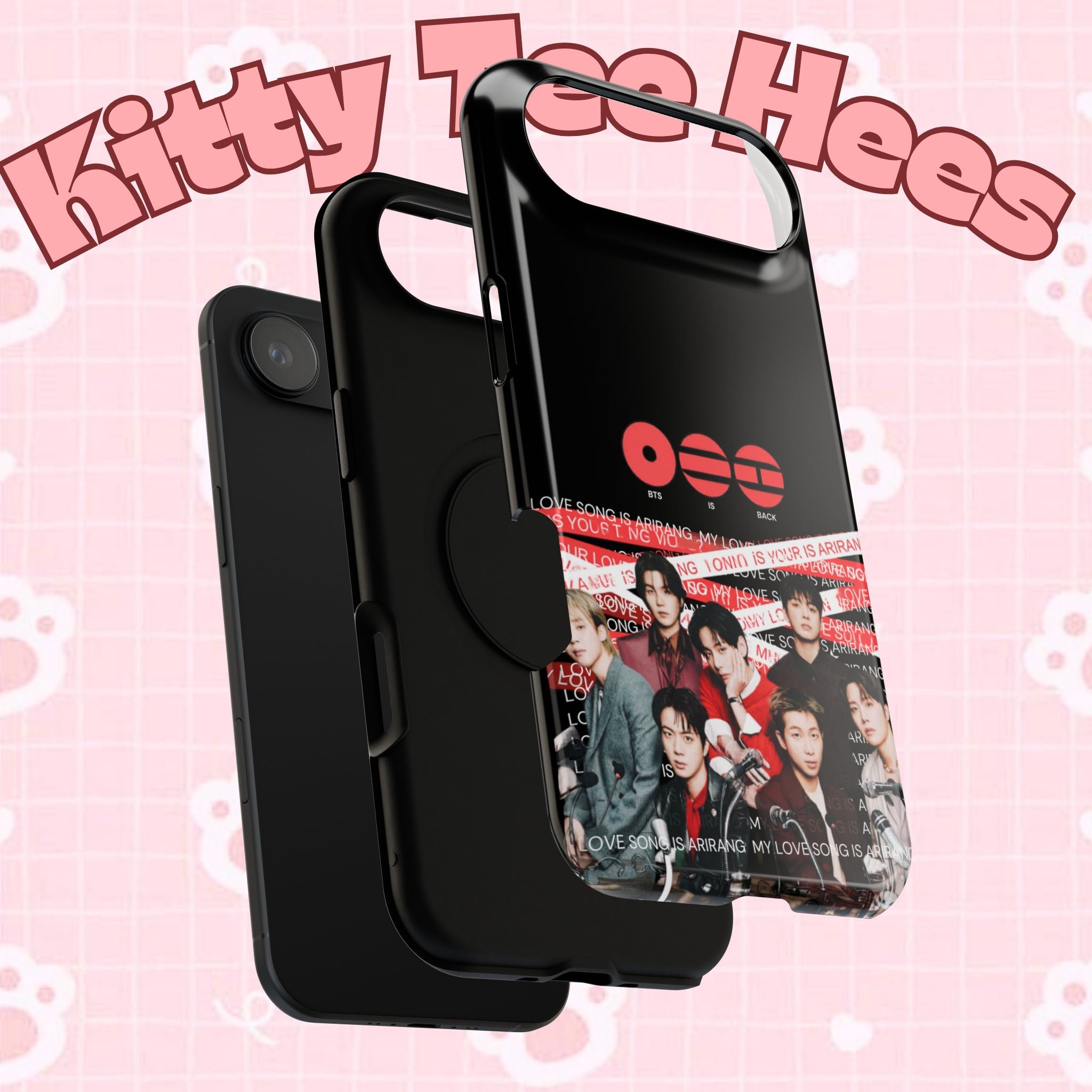 Impact-resistant phone case featuring BTS Bangtan Boys concert fanmade design with K-Pop band photo for iPhone and Android.